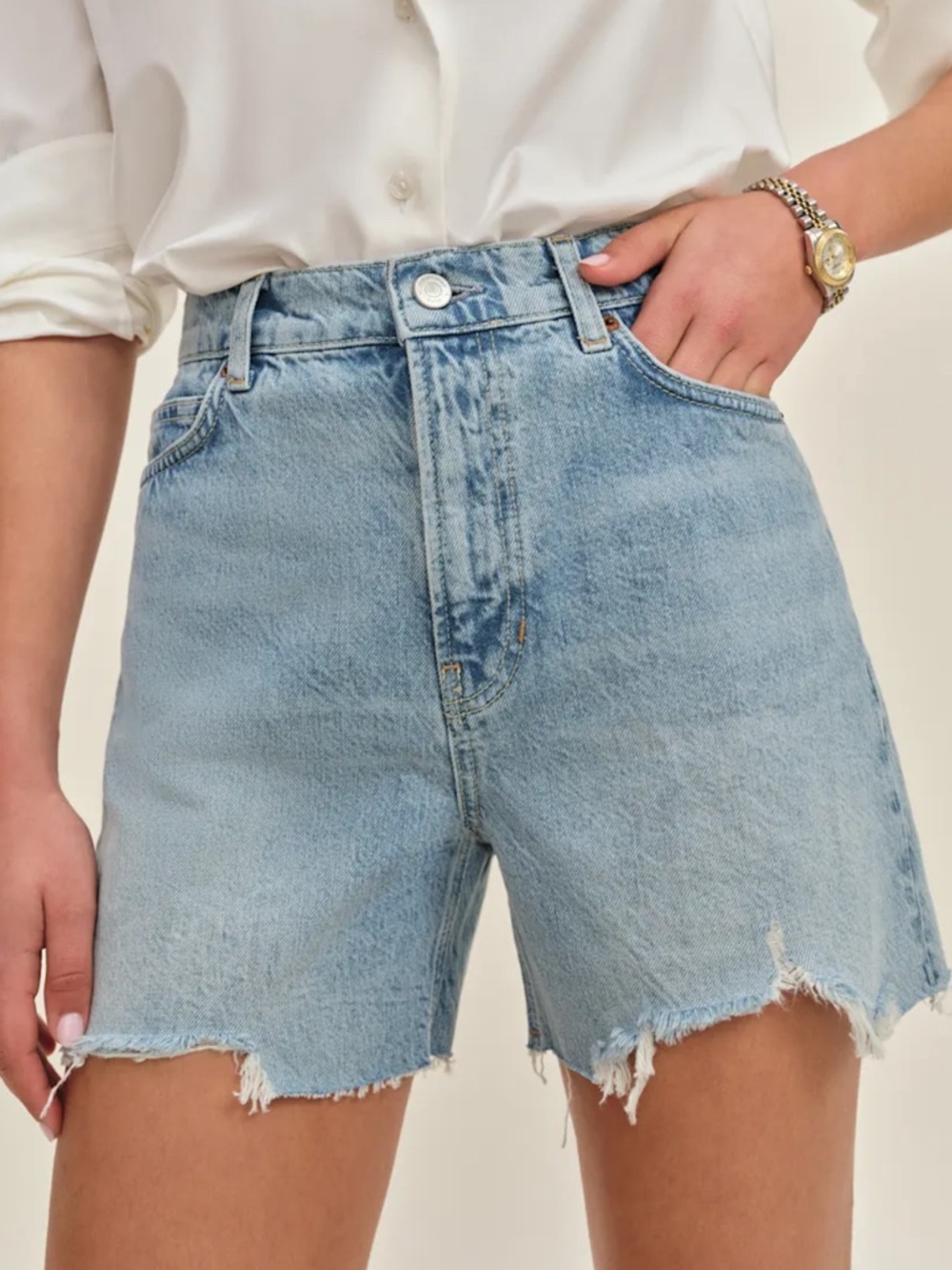 Reformation Saige High Rise 4” Jean Shorts